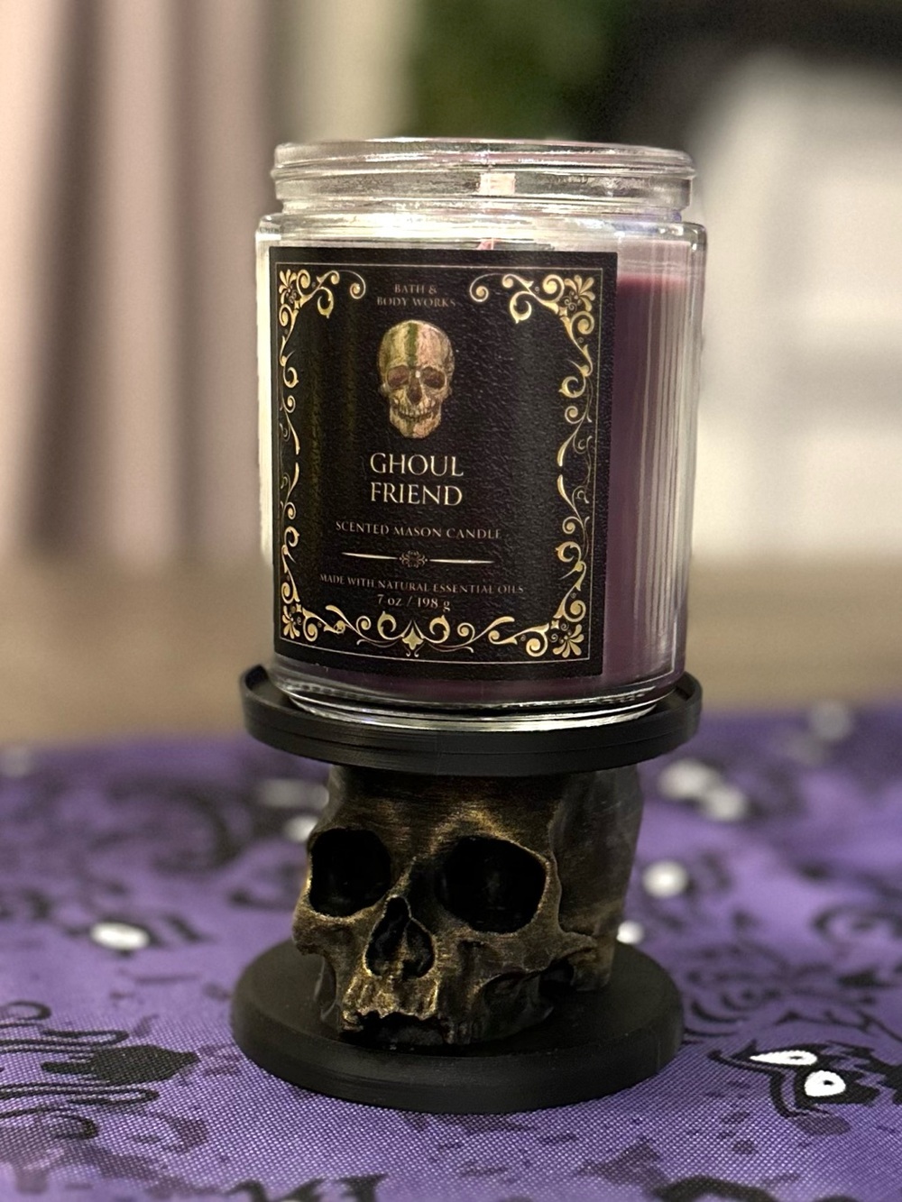 Bath & Body Works Compatible Halloween Skull Single Wick Candle Holder